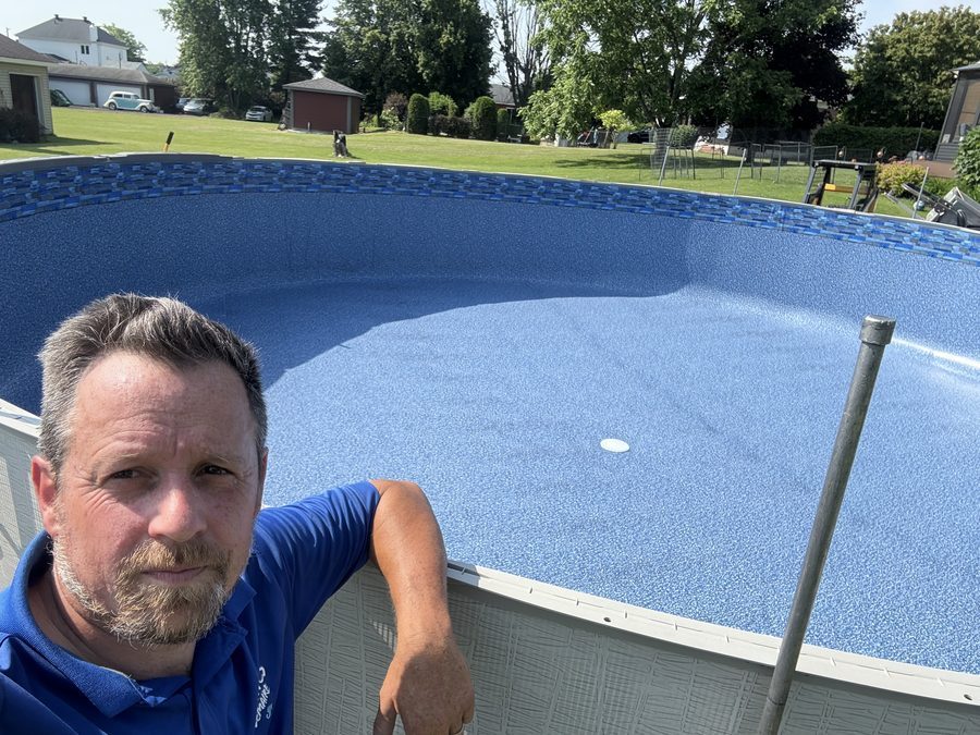 Changement de toile — résultat impeccable — Piscines Lemaire Rive-Sud